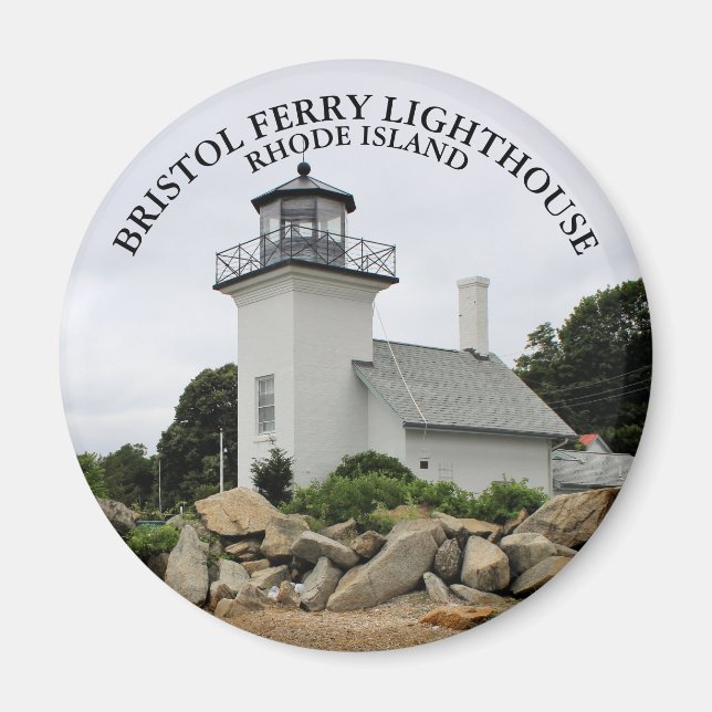 Bristol Ferry Lighthouse Rhode Island Round Magnet (Front)
