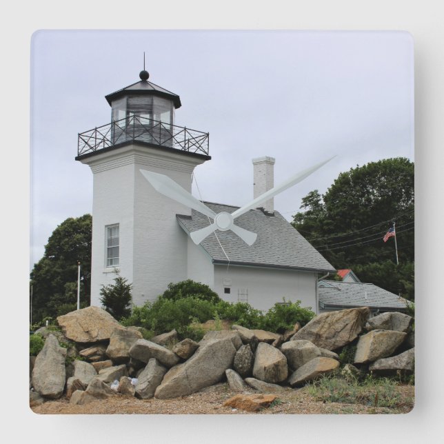 Bristol Ferry Lighthouse, Rhode Island Square Wall Clock (Front)