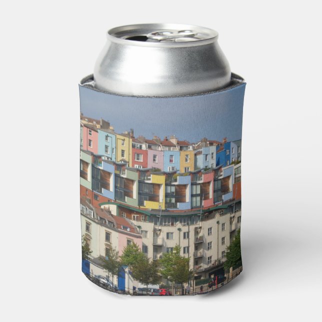 Bristol Harbourside Colourful Houses Photo Can Cooler (Can Front)