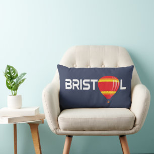 Bristol Hot Air Balloon Cool Typographic Lumbar Pillow