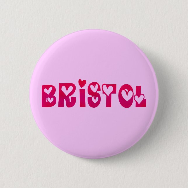 Bristol in Hearts 2 Inch Round Button (Front)