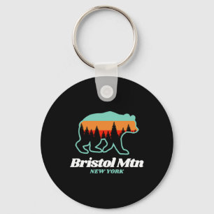 Bristol Mountain New York Skiing Snowboarding Bear Keychain