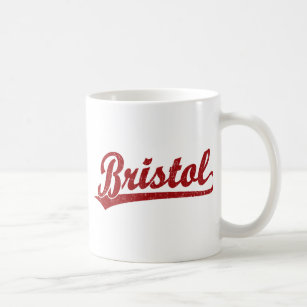Bristol script logo in red coffee mug