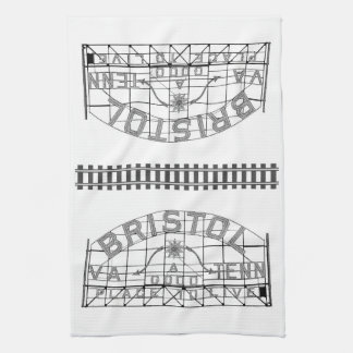 Bristol Slogan Sign with Tracks on white Kitchen Towel