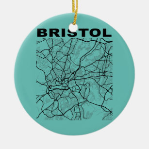 Bristol Street Map United Kingdom City Souvenir  Ceramic Ornament