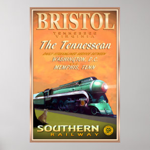 BRISTOL Tennessee Virginia Southern Railway Travel Poster