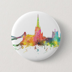 BRISTOL, UK SKYLINE 2 INCH ROUND BUTTON