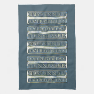 Bristol Virginia Tennessee Marker blue grey Kitchen Towel