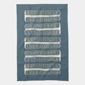 Bristol Virginia Tennessee Marker blue grey Kitchen Towel