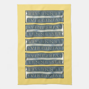 Bristol Virginia Tennessee Marker yellow Kitchen Towel