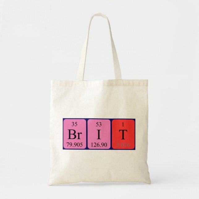 Brit periodic table name tote bag (Front)