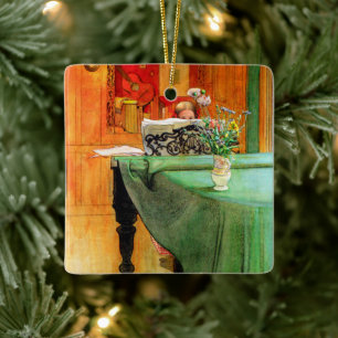 Brita at the Piano by Carl Larsson, Vintage Art Ceramic Ornament