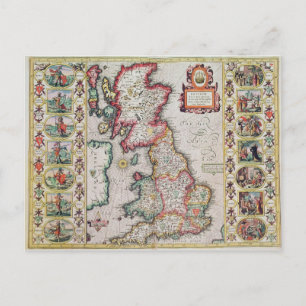 Britain As It Was Devided In The Tyme Postcard