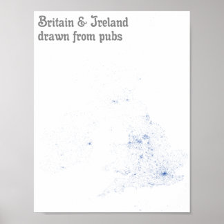 Britain & Ireland drawn from pubs - Map Print