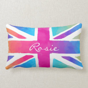 Britain Patriotism British Flag Tie Dye Lumbar Pillow