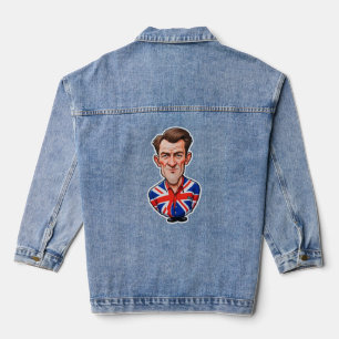 Britain Uk Man Caricature With Union Jack Flag Denim Jacket