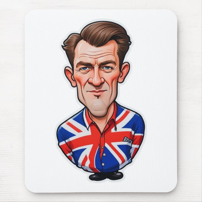 Britain Uk Man Caricature With Union Jack Flag Mouse Pad (Front)