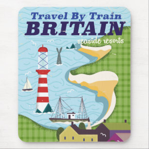 Britain vintage train vacation poster mouse pad