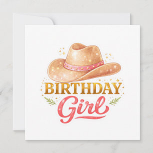 Brithday Girl With Cowgirl Hat Card