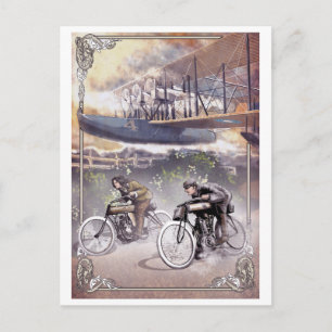 british 1900 race moto aircraft postcard