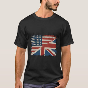 British American Flag Great Britain Union Jack T-Shirt