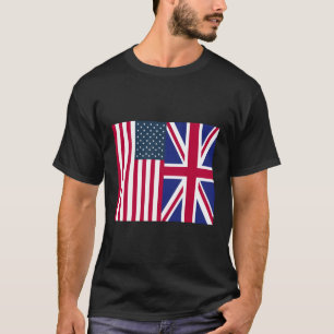 British American Flags Union Jack Uk Usa Distresse T-Shirt