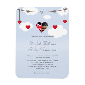 British American Flags Wedding Invitation Magnet