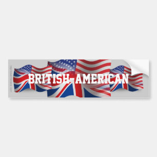 British-American Waving Flag Bumper Sticker