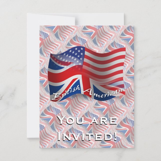 British-American Waving Flag Invitation (Front)