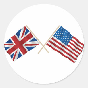 British and American Flag Classic Round Sticker