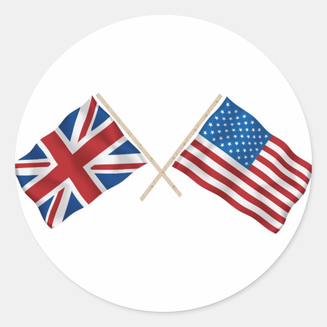 British and American Flag Classic Round Sticker (Front)