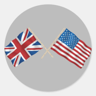 British and American Flag Classic Round Sticker