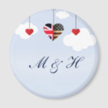 British and American flag hearts Magnet<br><div class="desc">Celebrate the royal wedding with this cut magnet. Such a pretty magnet. With the heart made up of the Union Jack and the American flag, it's perfect for those in a relationship where one is a Brit and the other American. This makes a great gift for a couple you know...</div>