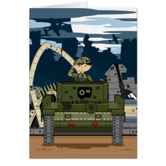 British Army Soldier and Tank Scene Card