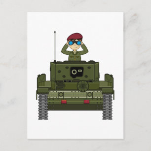 British Army Soldier in Tank Postcard