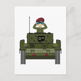 British Army Soldier in Tank Postcard