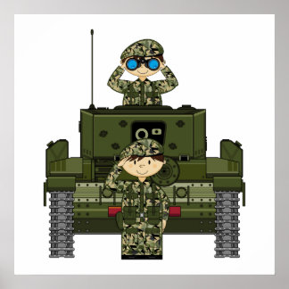British Army Soldiers and Tank Poster