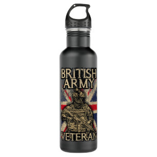 British Army Veteran Soldier Union Jack Flag UK Ar 710 Ml Water Bottle