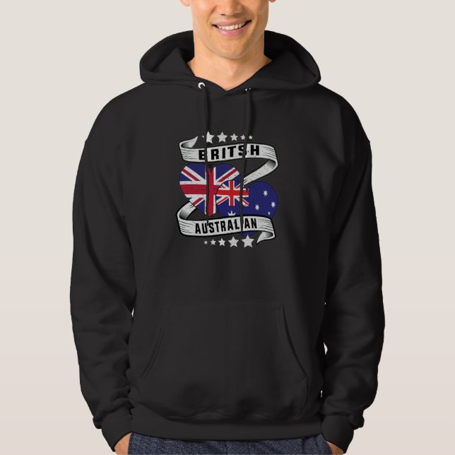 British Australian  British Australia flag and Uk  Hoodie (Front)