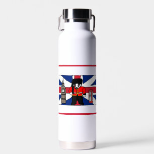 British Badger Big Ben Phone Booth Travel Cartoon Water Bottle