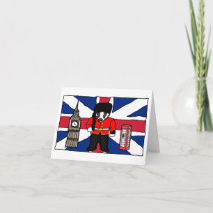 British Badger Cartoon with Big Ben and Flag Card