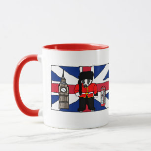 British Badger Cartoon with Big Ben and Flag Mug