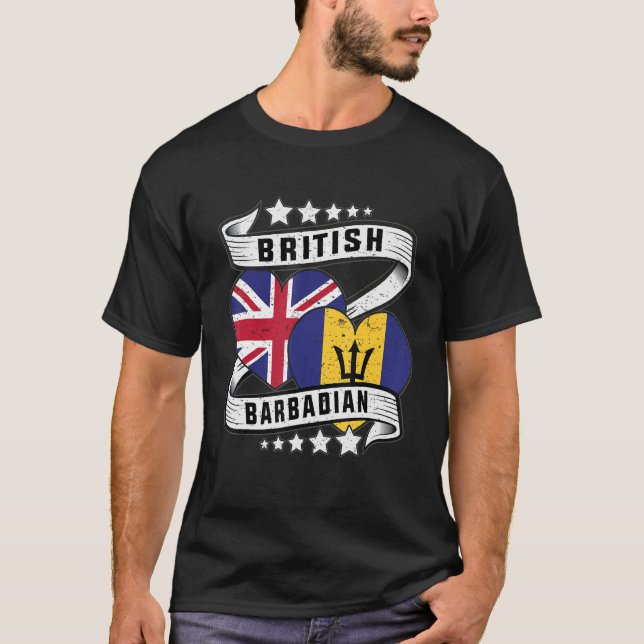 British Barbadian flag Half British half Barbadian T-Shirt (Front)