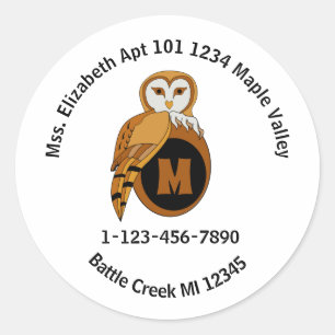 British Barn Owl Emergency Contact Information Key Classic Round Sticker
