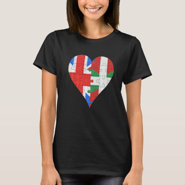 British Basque Flag Heart T-Shirt (Front)