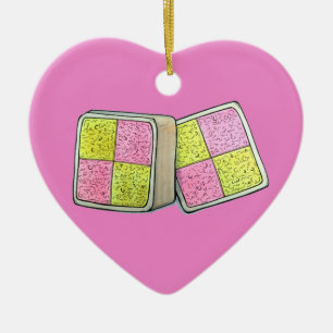 British Battenberg Marzipan Sponge Cake Bakery Ceramic Ornament