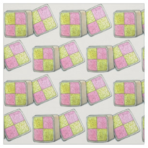 British Battenberg Marzipan Sponge Cake UK Food Fabric