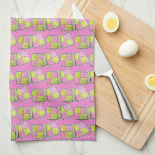 British Battenberg Marzipan Sponge Cake UK Food Kitchen Towel