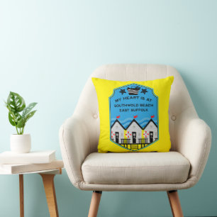 British Beach Hut Gifts And Decor Throw Pillow