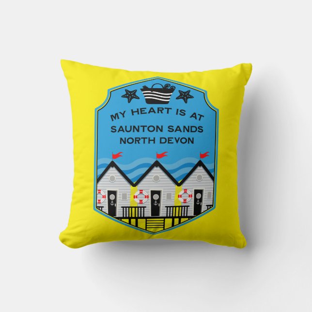 British Beach Hut Gifts And Decor Throw Pillow (Front)